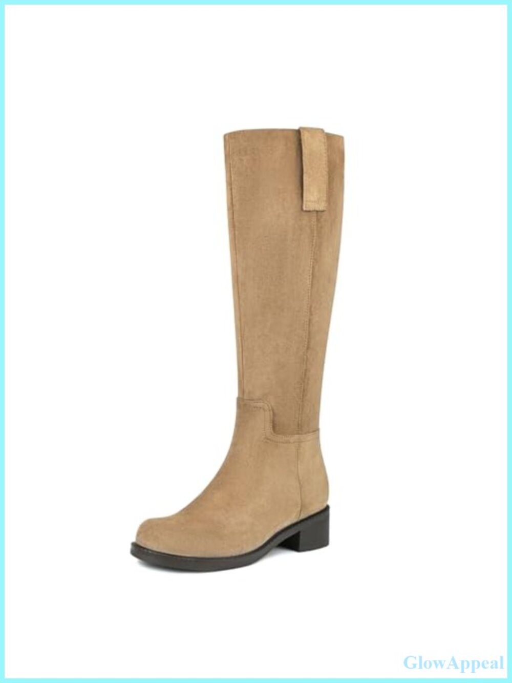 Knee High Boots Women Low Heel Flat Tall Suede Side Zip Riding Boots
